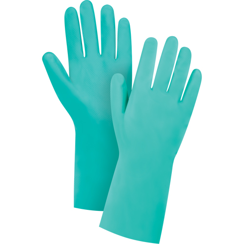 Gants de premi&egrave;re qualit&eacute; &agrave; prise en losange r&eacute;sistants aux produits chimiques, Taille Moyen/8, 13" lo, Nitrile, Doublure en Ouat&eacute;e, 15 mils Equipex