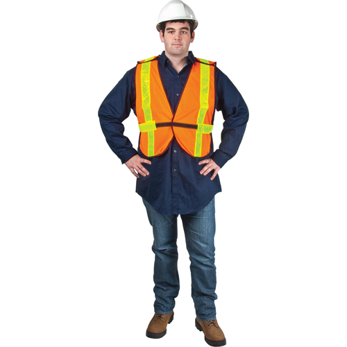 Veste de s&eacute;curit&eacute; d'usage standard, Orange haute visibilit&eacute;, Grand, Polyester Equipex