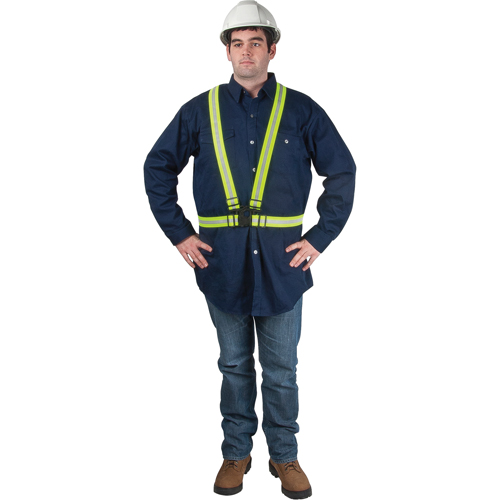 Standard-Duty Safety Harness, High Visibility Lime-Yellow, Silver Reflective Colour, Large Equipex