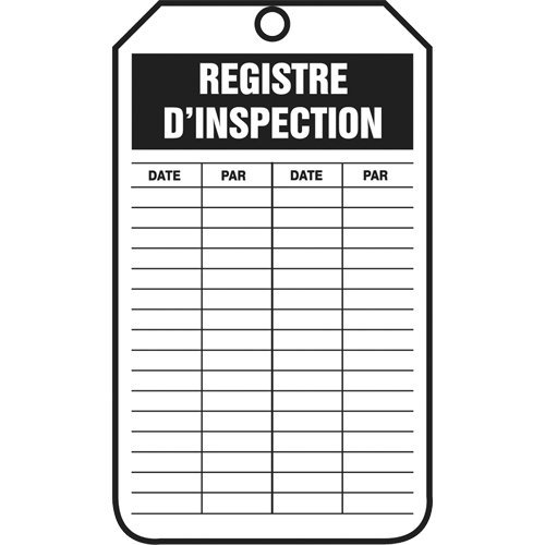 &eacute;tiquettes de s&eacute;curit&eacute; d'inspection et de contr&ocirc;le de l'&eacute;tat de l'&eacute;quipement, Papier cartonn&eacute;, 3-1/8" la x 5-7/8" h, Français Equipex