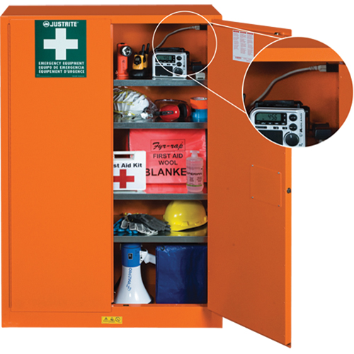 Armoires de rangement pour pr&eacute;paration aux situations d'urgence, Acier, 4 Tablettes, 65" h x 43" la x 18" P, Orange Equipex