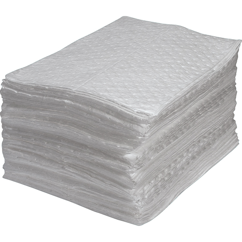 Premium Fine Fibre Sorbent Pads, Oil Only, 15" x 17", 30 gal. Absorbancy Equipex
