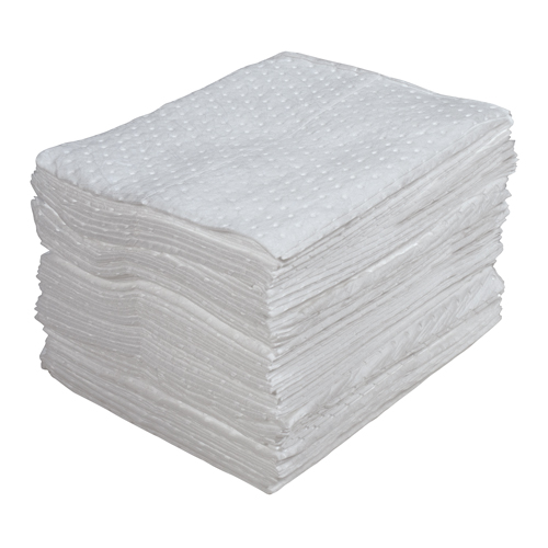 Feuilles absorbantes lamin&eacute;es (SMS) de premi&egrave;re qualit&eacute;, Huile seulement, 15" x 17", 30 gal. d'absorption Equipex