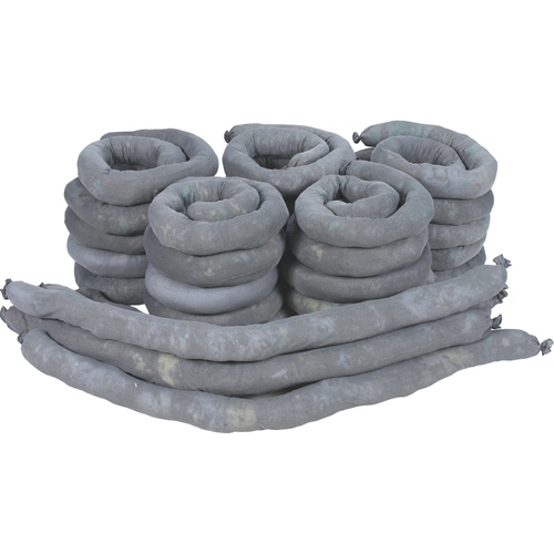 Remblais tubulaires absorbants, Universel, Absorption 50 gal., 3" la x 4' lo, Pqt de 30 Equipex