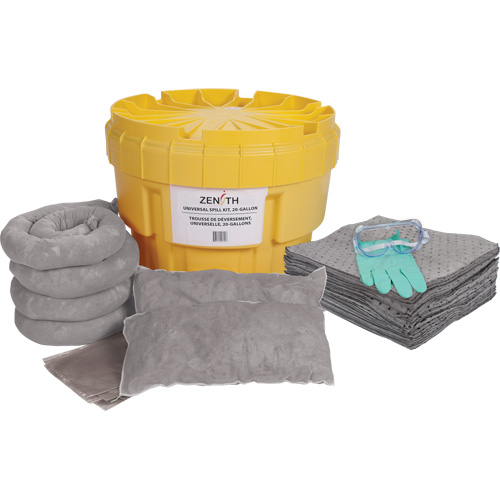 Large-Capacity Spill Kit, Universal, Overpack/Salvage Drum, 20 US gal. Absorbancy Equipex