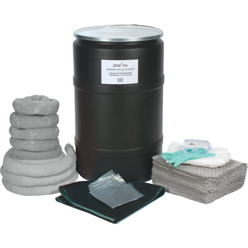 Trousse de lutte contre les d&eacute;versements, Universel, Baril, Absorbance de 55 gal. US Equipex