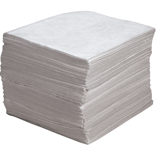 Feuilles absorbantes souffl&eacute;es de premi&egrave;re qualit&eacute;, Huile seulement, 15" x 17", 30 gal. d'absorption Equipex