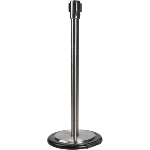 Free-Standing Crowd Control Barrier Receiver Post With Wheels, 35" High, Stainless Equipex