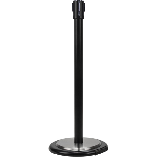 Poteau r&eacute;cepteur pour barri&egrave;res sur pieds pour le contr&ocirc;le des foules avec roues, Hauteur de 35", Noir Equipex