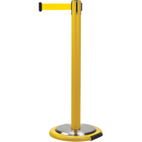 Free-Standing Crowd Control Barrier, Steel, 35" H, Yellow Tape, 7' Tape Length Equipex
