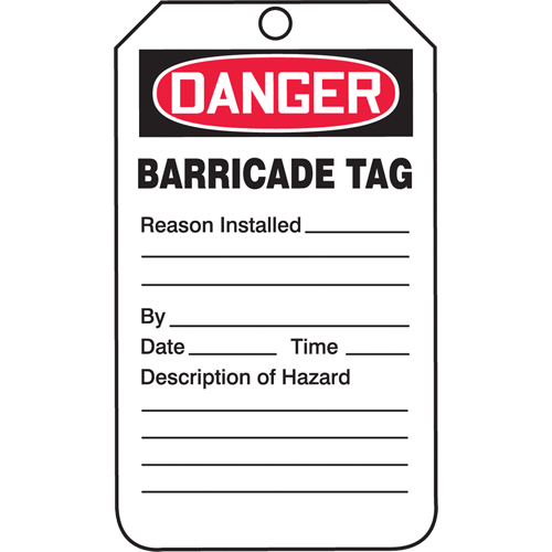 &eacute;tiquettes de s&eacute;curit&eacute;, Plastique, 3-3/8" la x 5-3/4" h, Anglais Equipex