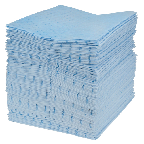 Feuilles absorbantes bleues li&eacute;es de premi&egrave;re qualit&eacute;, Huile seulement, 15" x 18", 30 gal. d'absorption Equipex