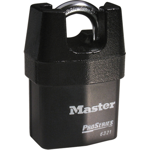 ProSeries&reg; Shrouded Padlock, Black, Keyed Different, Laminated Steel, 2-3/8" Width Equipex