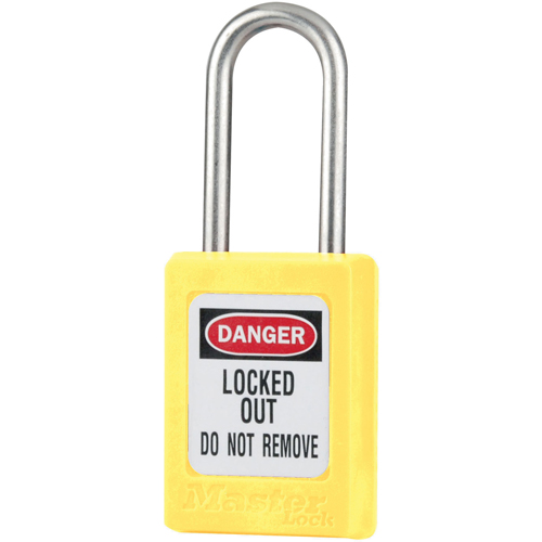 S31 Zenex Safety Padlock, Yellow, Keyed Different, Thermoplastic, 1-3/8" Width Equipex