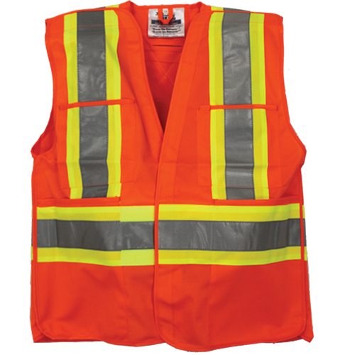 Tear Away Safety Vest, High Visibility Orange, 4X-Large/5X-Large, Polyester Equipex