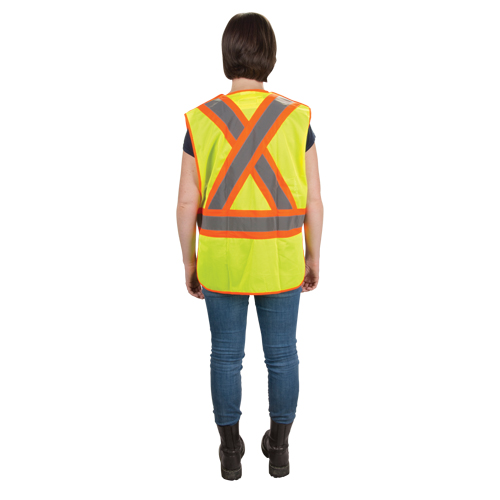 CSA Compliant High Visibility Surveyor Vest, High Visibility Lime-Yellow, Medium, Polyester Equipex