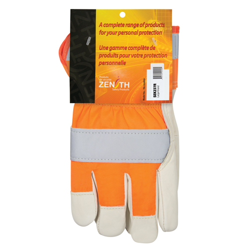 Gants d'ajusteur &agrave; chaleur sup&eacute;rieure orange haute visibilit&eacute;, Grand, Paume en Cuir fleur de vache, Doublure en Thinsulate Equipex