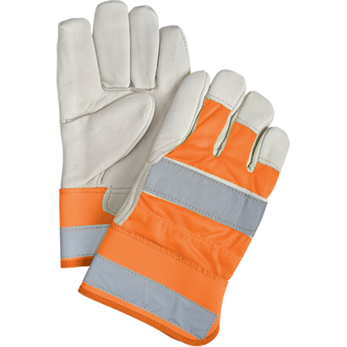 Orange High-Visibility Superior Warmth Fitters Gloves, Large, Grain Cowhide Palm, Thinsulate Inner Lining Equipex