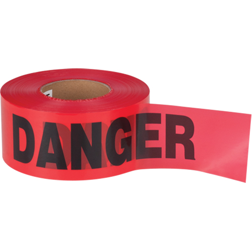 Ruban pour barricade Danger, Bilingue, 3" la x 1000' lo, 1,5 mil, Noir/rouge Equipex