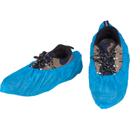 CPE Shoe Covers, Large, Polyethylene, Blue Equipex