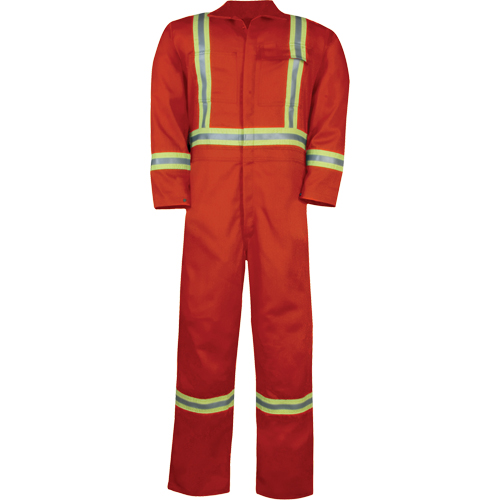 Unlined Hi-Vis Coveralls, Size Small, Orange Equipex