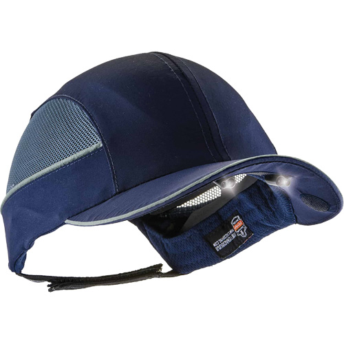 Skullerz&reg; 8960 Long Brim Bump Cap with LED Lighting, Navy Blue Equipex