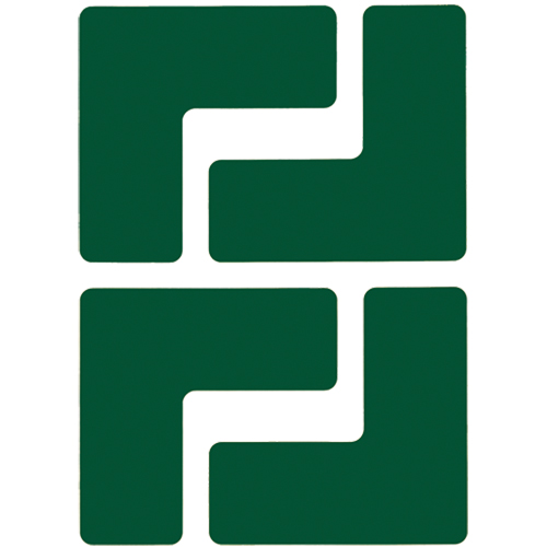 Floor Corner Marks, L, 5" L x 2" W, Green, Polyester Equipex
