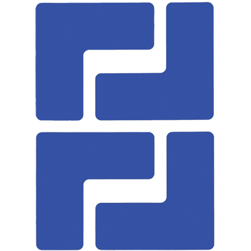 Floor Corner Marks, L, 5" L x 2" W, Blue, Polyester Equipex