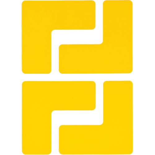 Floor Corner Marks, L, 5" L x 2" W, Yellow, Polyester Equipex