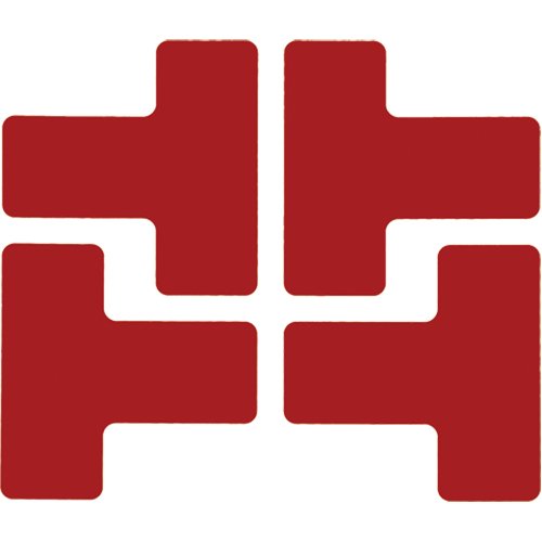 Floor Corner Marks, T, 5" L x 2" W, Red, Polyester Equipex