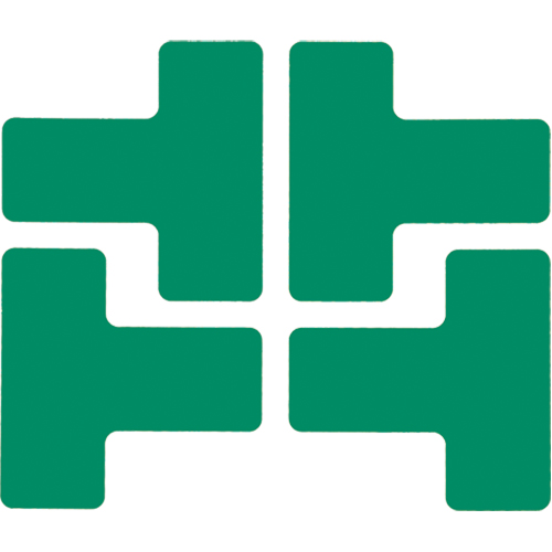 Floor Corner Marks, T, 5" L x 2" W, Green, Polyester Equipex