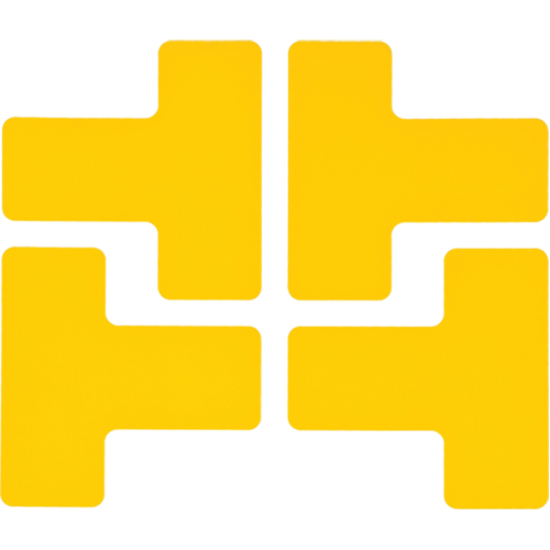 Floor Corner Marks, T, 5" L x 2" W, Yellow, Polyester Equipex