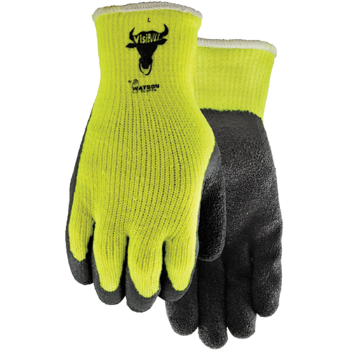 330 Visibull Gloves, 7/Small, Rubber Latex Coating, Polyester Shell Equipex