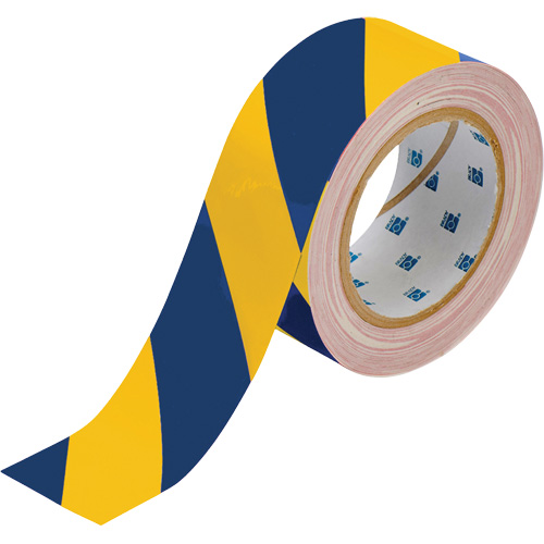 ToughStripe&reg; Floor Marking Tape, 2" x 100', Polyester, Blue and Yellow Equipex