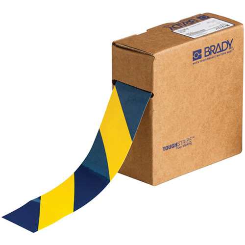 Ruban de marquage pour planchers ToughStripe, 2" x 100', Polyester, Bleu et jaune Equipex