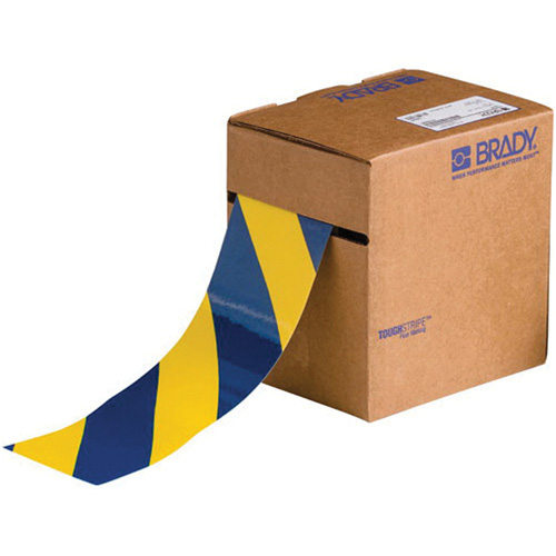 Ruban de marquage pour planchers ToughStripe, 3" x 100', Polyester, Bleu et jaune Equipex
