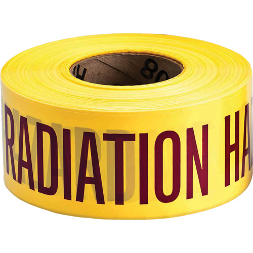 Barricade Tape, English, 3" W x 1000' L, 3 mils, Magenta on Yellow Equipex