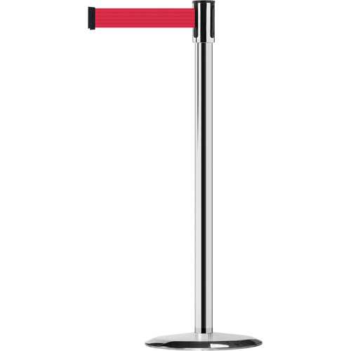 Montant pour barri&egrave;re Slimline TensaBarrier, Acier, 38" h, Ruban Rouge, Longueur du ruban 7,5' Equipex