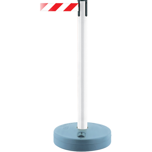Montant ext&eacute;rieur pour barri&egrave;re TensaBarrier, Plastique, 37" h, Ruban Noir/Jaune, Longueur du ruban 7,5' Equipex
