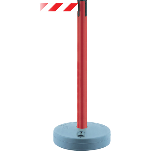 Montant ext&eacute;rieur pour barri&egrave;re TensaBarrier, Plastique, 37" h, Ruban Blanc/Rouge, Longueur du ruban 13' Equipex
