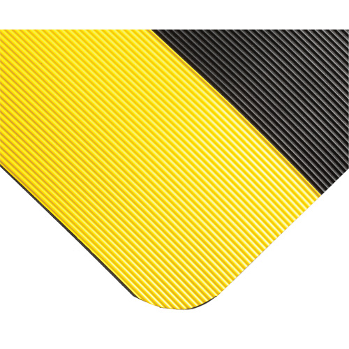 Corrugated Switchboard Matting No.702, 3' W x 20' L, 1/4" Thickness, Black/Yellow, PVC Equipex