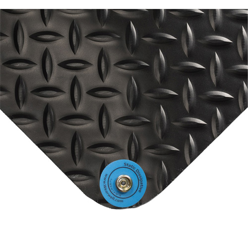 Tapis conducteur d'&eacute;lectricit&eacute; no 786, 4' la x 10' lo x 15/16" &eacute;p, PVC, Losange, Noir Equipex