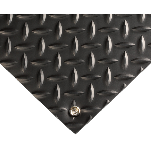 Tapis conducteur d'&eacute;lectricit&eacute; no 785, 3' la x 75' lo x 5/32" &eacute;p, PVC, Losange, Noir Equipex