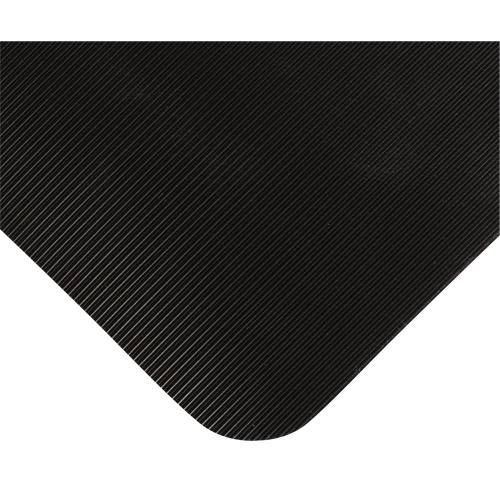 Tapis tr&egrave;s robuste pour panneau de contr&ocirc;le No 720, Ondul&eacute;, 3' x 10' x 5/8", Noir, PVC Equipex