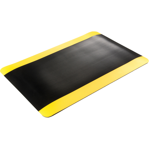 Tapis tr&egrave;s robuste pour panneau de contr&ocirc;le No 720, Ondul&eacute;, 3' x 10' x 5/8", Noir/Jaune, PVC Equipex