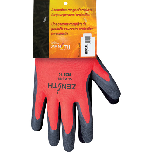Gants enduits de latex de caoutchouc naturel, 10, R&ecirc;vetement Latex de caoutchouc, Calibre 13, Enveloppe en Polyester Equipex