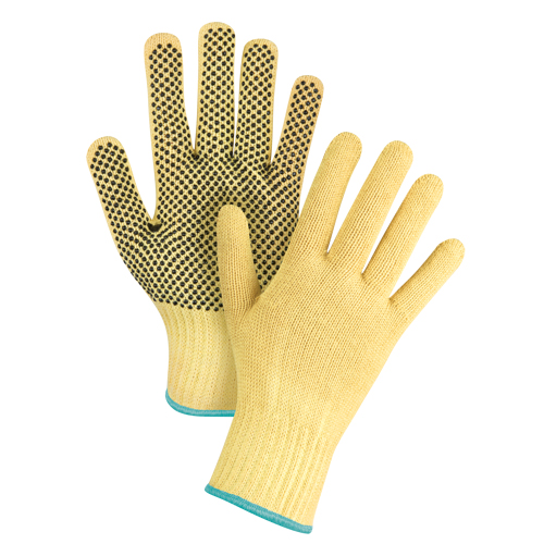 Gants tricot&eacute;s sans couture &agrave; pois, Taille T-Grand/10, Calibre 7, Rev&ecirc;tement PVC, Enveloppe en Kevlar, ASTM ANSI niveau A2/EN 388 niveau 3 Equipex