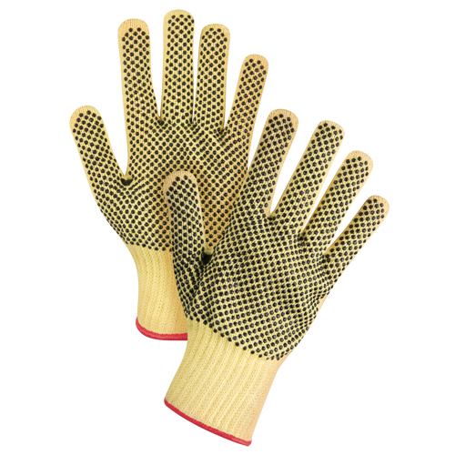 Gants tricot&eacute;s deux c&ocirc;t&eacute;s, sans couture, &agrave; pois, Taille Petit/7, Calibre 7, Rev&ecirc;tement PVC, Enveloppe en Kevlar, ASTM ANSI niveau A2/EN 388 niveau 3 Equipex