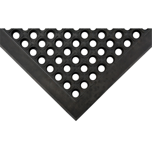 Tapis antifatigue, &agrave; fentes, 3' x 5' x 7/8", Noir, Caoutchouc naturel Equipex