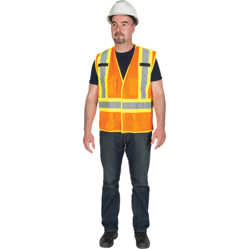 Veste de s&eacute;curit&eacute; d&eacute;tachable en cinq points de premi&egrave;re qualit&eacute;, Orange haute visibilit&eacute;, Grand/T-Grand, Polyester Equipex
